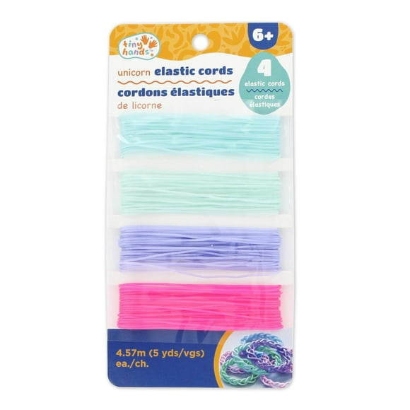 TINY HANDS Elastic Cords, Unicorn Colours, 4 pcs, Age 6+, Kids, DIY Crafts