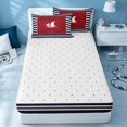 thumbnail image 4 of Erosebridal Sea Sailboat Zipper Full Size Comforter Sets with Fitted Sheet and 2 Pillowcases, Marine Stripe Zipper Bedding Set, Reversible, 4 of 7