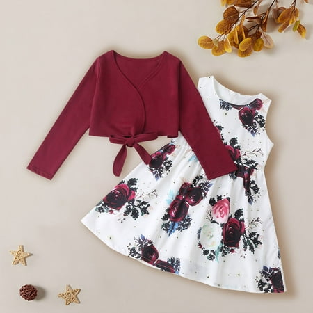 

Hunpta Clothes Baby Set Floral Kids Princess Solid Tops Outfits Girls Print Dress Girls Outfits&Set