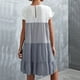 thumbnail image 2 of Vestido casual para mujer, vestido de empalme de color en contraste, vestido de niña, vestido de verano, resistente y resistente, 2 of 5
