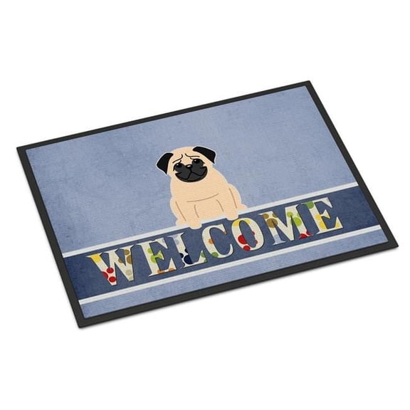 Carolines Treasures  18 x 27 in. Pug Fawn Welcome Indoor or Outdoor Mat