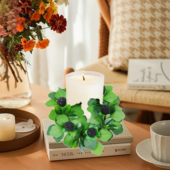 Yonrjhukm Artificial Candle Wreath Garland, Perfect for Home Party Table Decoration, Durable Plastic Floral Design for Candle Holders and Lanterns, Reusable and Long-lasting Ornament