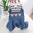 thumbnail image 5 of sunsanly Pet Overall Round Neck Adorable with Traction Ring Cartoon Bear Pattern Pet Cat Dog Denim Jumpsuit Daily Wear, 5 of 7