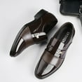 thumbnail image 5 of Mepaouo Mens Dress Loafers Leather Slip on Cap Toe Derby Oxfords Business Formal Tuxedo Casual Shoes, 5 of 8