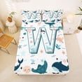 thumbnail image 5 of jejeloiu Ocean Life Monogram W Queen Sheet Sets For Kids,Underwater Octopus Letter Design Bed Set For Boy,4pcs, 5 of 6