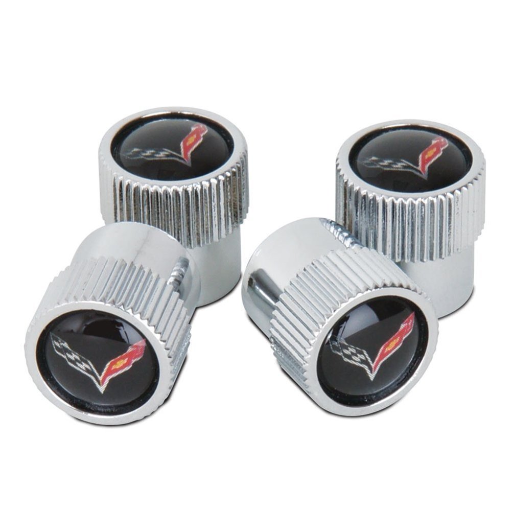 C7 Corvette GM Valve Stem Caps Black 4 Pieces