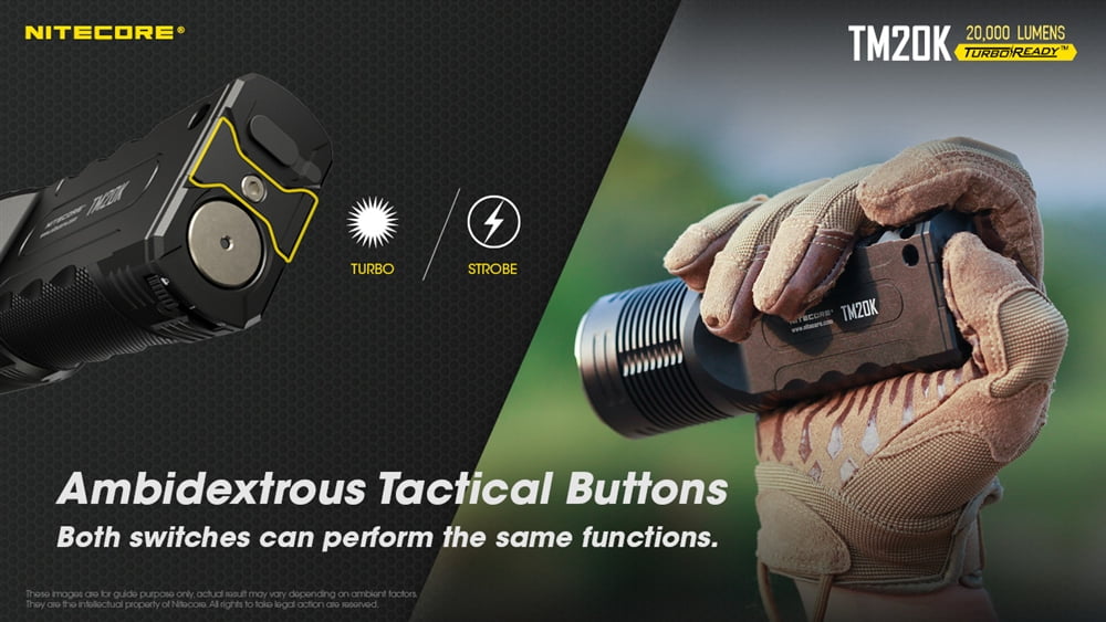 Nitecore TM20K CREE XP-L2 LEDs Rechargeable Flashlight, 9600mAh Li-ion Battery, White, 20000 Lumens, Black