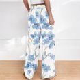 thumbnail image 4 of Women's Wide Leg Pants Fashion Print Lightweight Elastic Waist Loose Fit Pants Summer Beach Casual Daily Wear (XL, White), 4 of 4