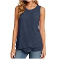 thumbnail image 2 of Tank Tops for Women Summer Flowy Cotton Linen Layered Hem Sleeveless Tops Dressy Casual Crewneck Tunic Blouses, 2026 New Limited-time Off, 2 of 6
