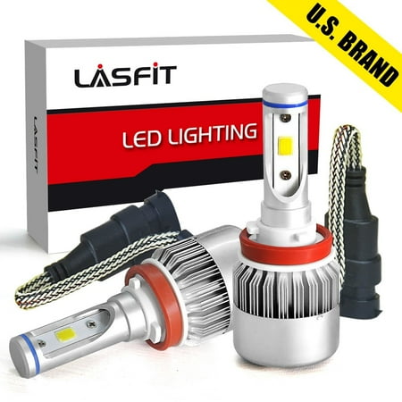 LASFIT H11 H8 H9 H16 LED Headlight Kits-Flip COB Chips-60W 7600LM 6000K-Hi/Lo Beam/Fog Light Bulbs (Pack of (Best Led Headlight Kit)