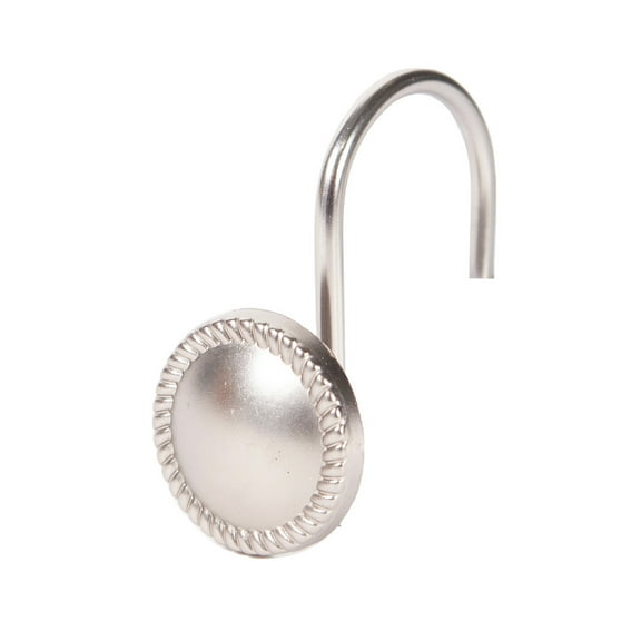 Kenney Erin Rust-Resistant Brushed Nickel Decorative Shower Curtain Hooks, Set of 12
