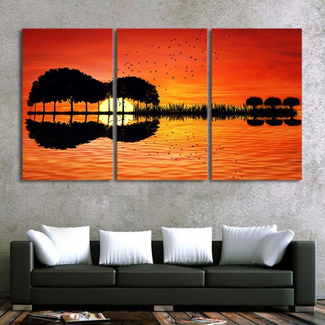 3 Piezas / Set DIY de Decoración Moderna Pintura de Pared Impresión Foto Sin Marco Arte Impresión Imágenes Póster Soledad Pintura de la lona
