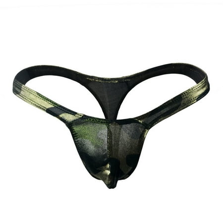 

TANGNADE Men s Fashion Sretch G-string T-back Micro Thong Briefs Underwear Camouflage + One size