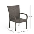 thumbnail image 4 of GDF Studio Sloane Outdoor Wicker and Acacia Wood 5 Piece Dining Set, Multibrown and Teak, 4 of 13