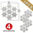 thumbnail image 4 of OVZME Christmas Placemats Set of 4, Embroidered Cutwork Silver Snowflakes Round Placemats for Dining Table Luxury Holiday Tabletop Collections Winter Table Mats, 15x15 Round Silver, 4 of 7