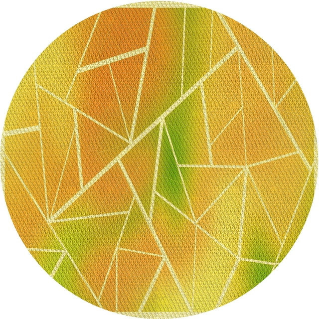 Ahgly Company Tapis d'Intérieur Ronds de Style Transitionnel Lavables à la Machine, Jaune Banane, 7 Pieds Rond