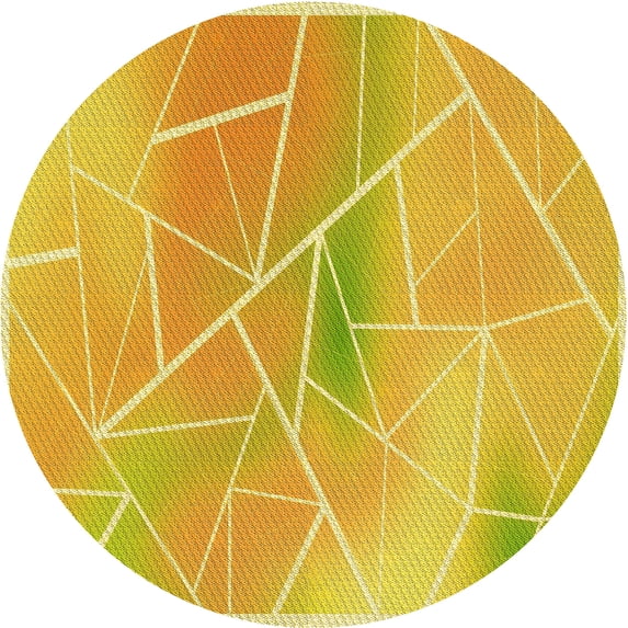 Ahgly Company Machine Washable Indoor Round Transitional Banana Yellow Area Rugs, 4' Round