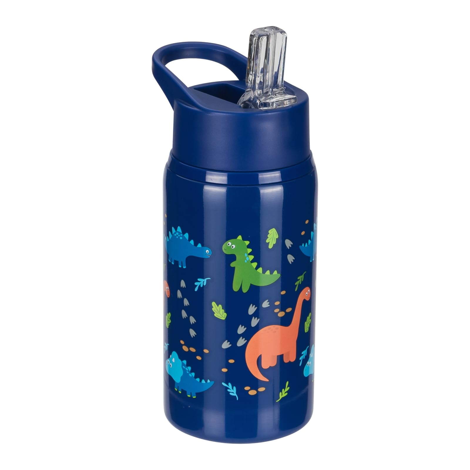 Cool Gear 2-Pack 18 oz Mashpee Kids Stainless Steel Water Bottle With Sipper Straw & Carrying Loop | Eco-Friendly, Wide Mouth, Leakproof for Kids, School, Gifts (Trucks/Dino)