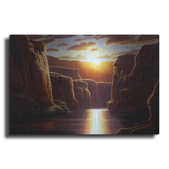 Luxe Metal Art 'Grand Sunrise' by R. Hed, Metal Wall Art, 36"x24"