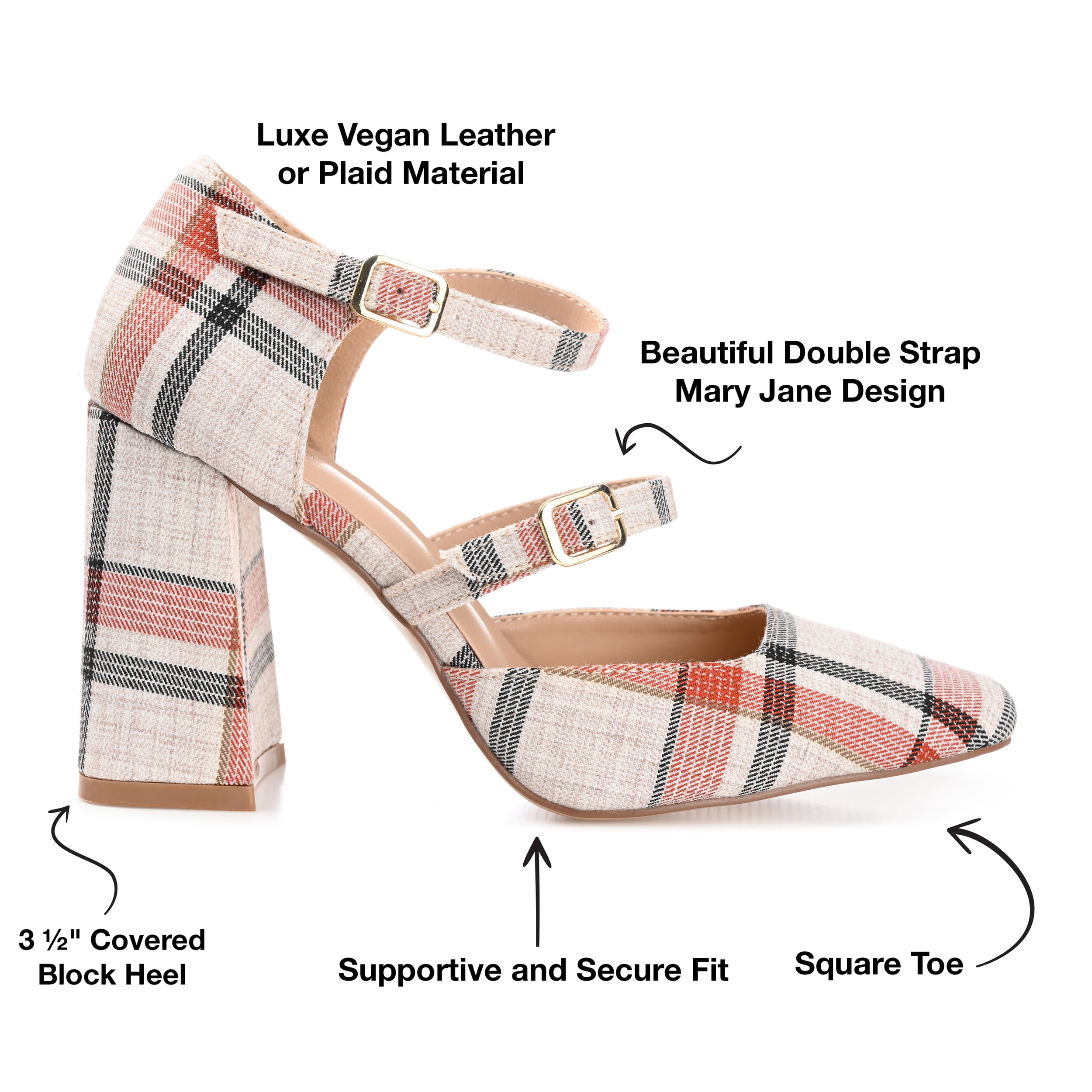 Journee Womens Isadorah Mary Jane Mid Block Heel Square Toe Pumps, Widths Available