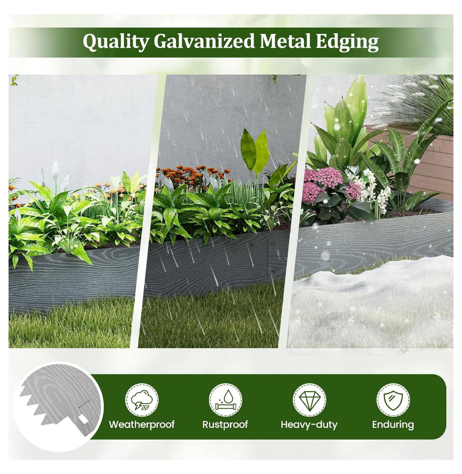 6 Pack Galvanized Steel Landscape Edging, 43.5" Lx8.5 H Heavy-Duty Metal Hammer-in Strips with Gloves, 20FT Garden Edging Border for Lawn Yard Flower Bed Paver Pathway