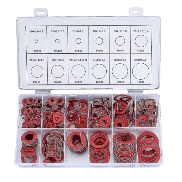 600pcs Fibre Washer Kit 12 Size Red Steel Paper Fiber Flat Washer Kit Flat Ring Seal Assortment Kit Wuqx