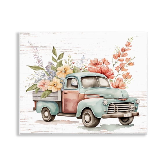 Stupell Industries Flower Blossom Truck Transportation Painting Unframed Art Print Wall Art, 14 x 11