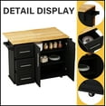 thumbnail image 5 of Kitchen Island Cart with 2 Door Cabinet and Three Drawers,43.31 Inch Width with Spice Rack, Towel Rack (Black), 5 of 13