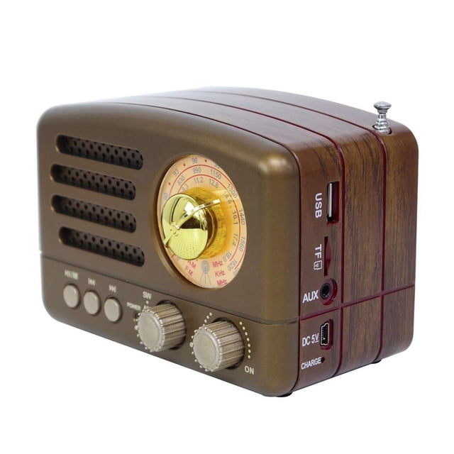 Portable Vintage Retro Radio In Red & Coffee AM FM SW Speaker With TF Card Slot Mini Travel Radio With USB Charging ,Easy to Install