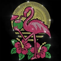 Rhinestone Iron on Transfer Tropical Flamingo Bling Diamond Hotfix Patches for Clothes Large Iron On Sequin Applique for Jeans Jacket Caps Bag T-Shirts Shoes DIY Decor