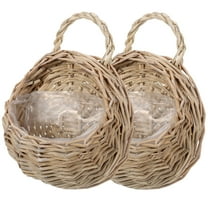 MLINS 2-Pack Wooden Woven Hanging Baskets for Kitchen Storage, 9.1 x 7.1 x 3.5 Inches, and Stylish Organizer