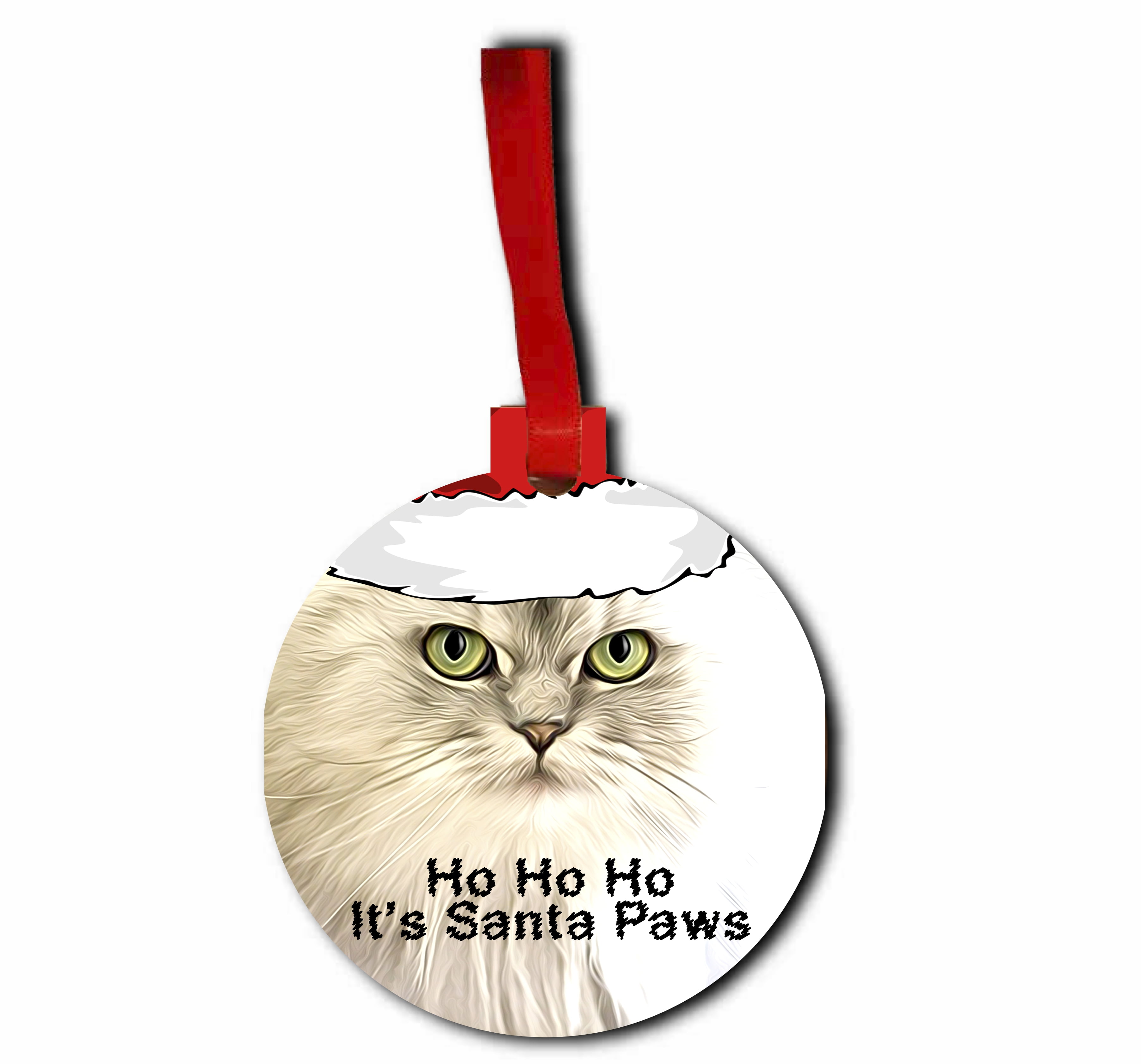 Ho ho ho its santa paws round  shaped flat hardboard christmas