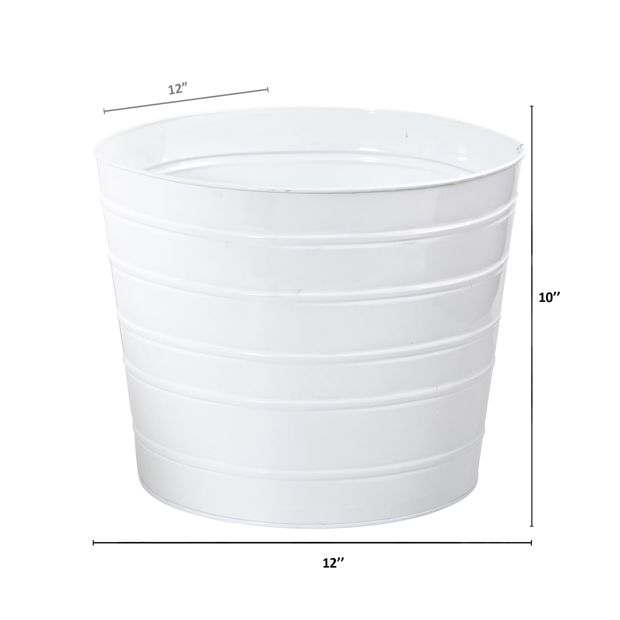 Nearly Natural 12in. Farmhouse White Metal Ribbed Planter