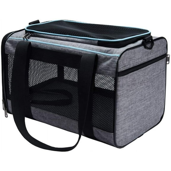 Soft-Sided Pet Carrier for Cats & Dogs Up to 16 Lbs, 17.5x11x11 Inches with Ventilation & Adjustable Strap