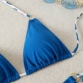 thumbnail image 3 of Women's Triangle Bikini Set Halter String Two Piece Swimsuit Brazillian Bathing Suit Cheeky Cute Swimwear (Blue,M), 3 of 6