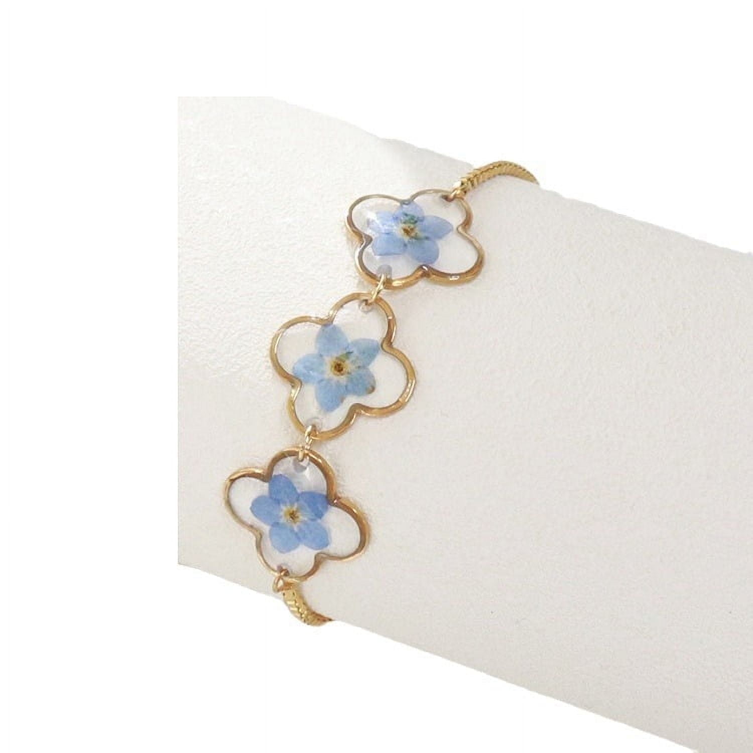 Forget-Me-Not Pressed Wildflower Bracelet Handmade Pressed Flower Bracelet Real Wildflowers Bracelet Personalized Handmade Jewelry, Gifts for Valentine's Day, Birthday, Mother's Day, Christmas
