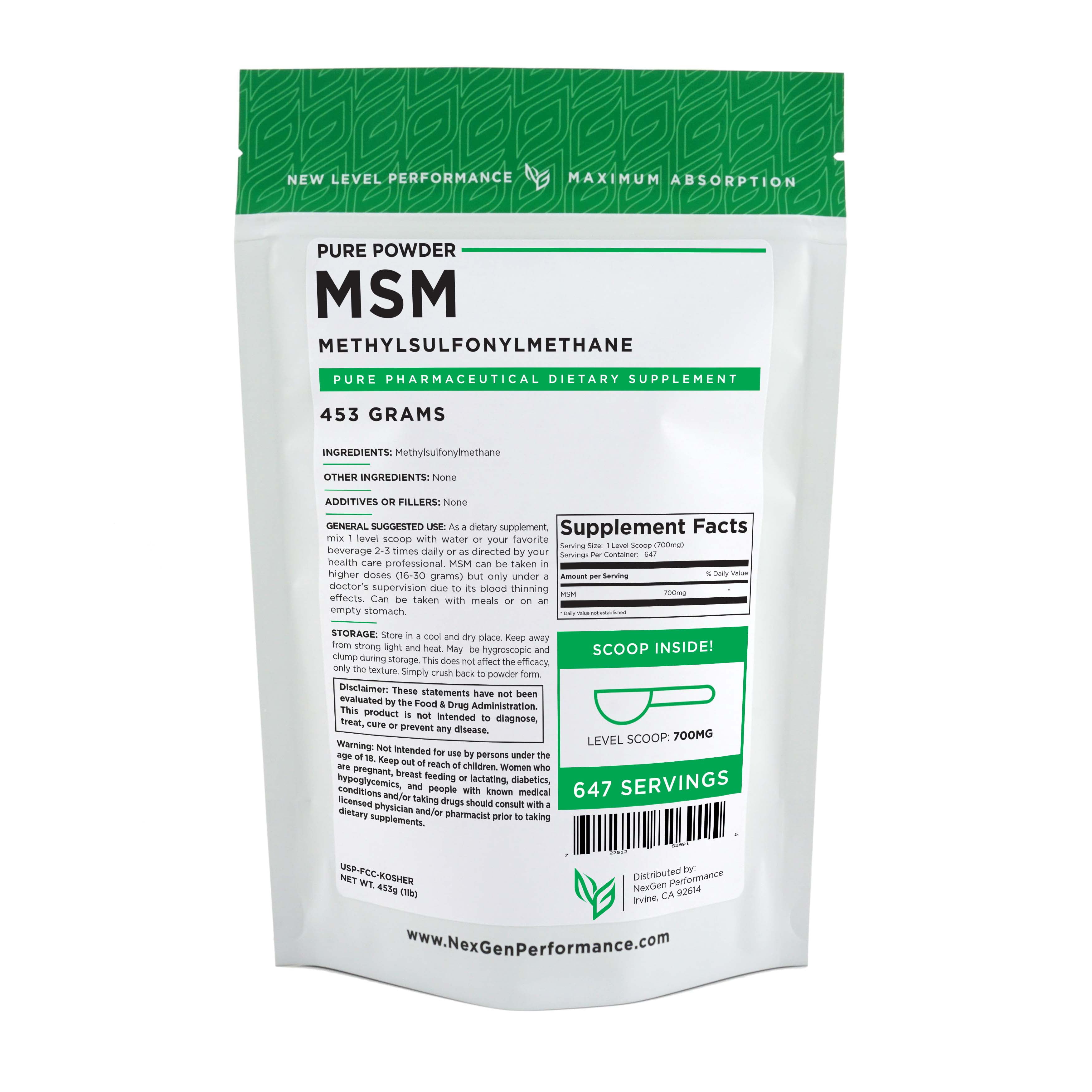 BulkSupplements MSM Powder (Methylsulfonylmethane) - 3 Grams per Serving