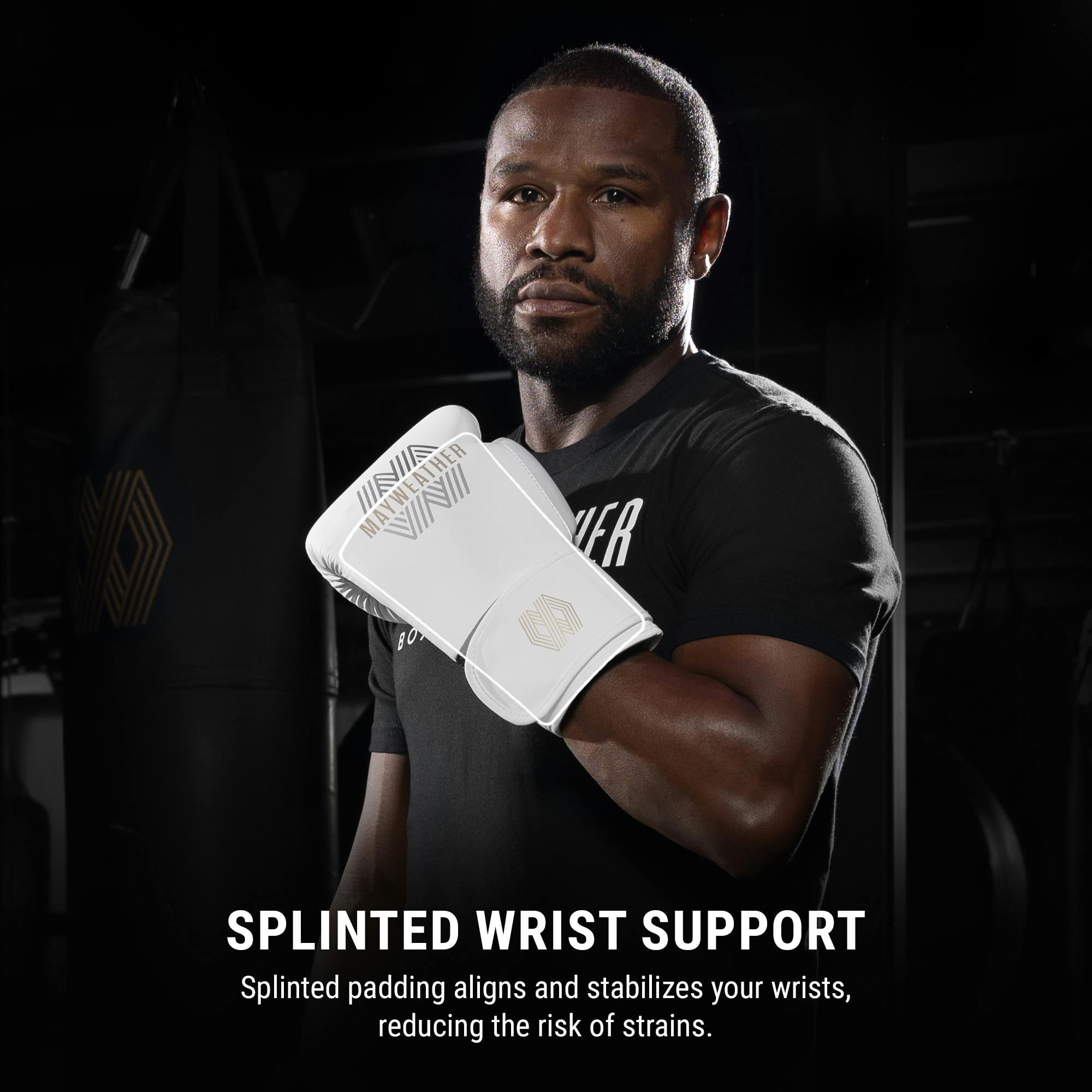 Hayabusa Mayweather Core Boxing Gloves For Men and Women - White/Gold, Large/X-Large