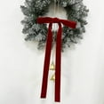 thumbnail image 4 of chaungfeng Christmas Velvet Bow Bell Pendant, Christmas Metal Bell with Hanging Ring, Hanging Door Rustic Ornaments for Tree Garland Doors Fireplace Porch Yard Home Decorations, 4 of 6
