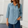 thumbnail image 2 of Boho Tops for Women, Travel Friendly Machine Washable Blouses Spring Outdoor Shirts Breathable Women Mothers Day Gift Ideas Clothing Casual Weekend Loose Fit Stretchy Sporty Blue L, 2 of 5