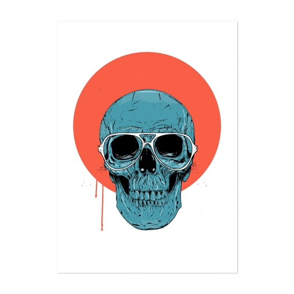 Blue skull II - Illustration Skull Pop Art Modern Art Psychedelic Surrealism Gothic Unframed Wall Art Print 4 x 6 inches
