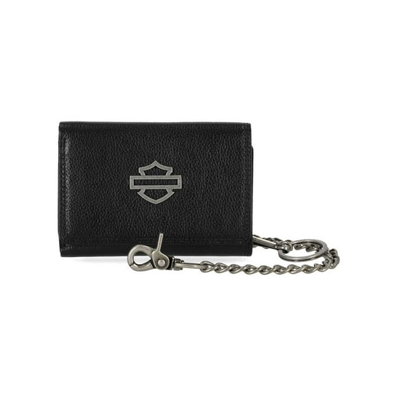 Harley-Davidson Men's Open B&S Medium Biker Chain Leather Wallet, Black, Harley Davidson