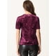thumbnail image 3 of Camiseta de manga corta Allegra K terciopelo vintage borgoña S, 3 of 5