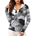 thumbnail image 3 of Camouflage Sun Protection Hoodie for Women UPF 50+ - Active Outdoor Long Sleeve Zip Up Jacket with Thumbholes & Pockets, Lightweight Athletic Rash Guard Black L, 3 of 6