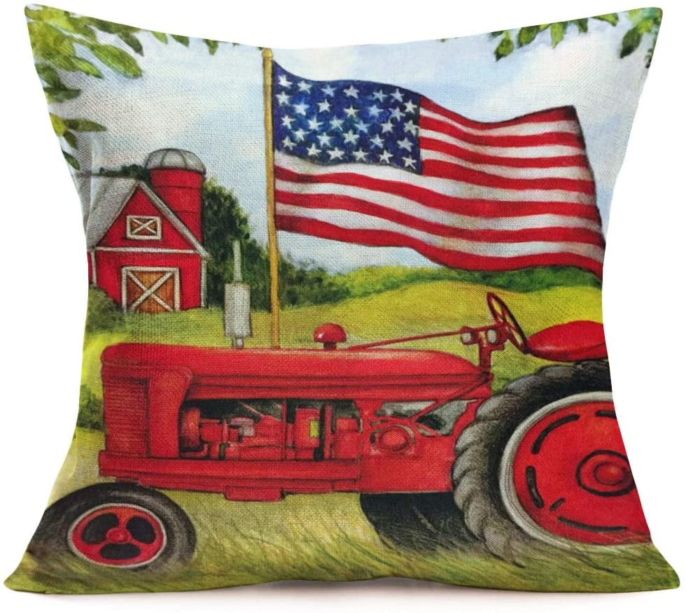 100% Cotton Patriotic Cars and Trucks with Flags Pillowcase 