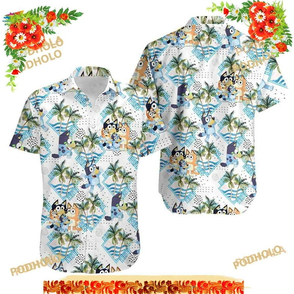 Bluey Family Birthday 3D Funny Hawaiian Shirt