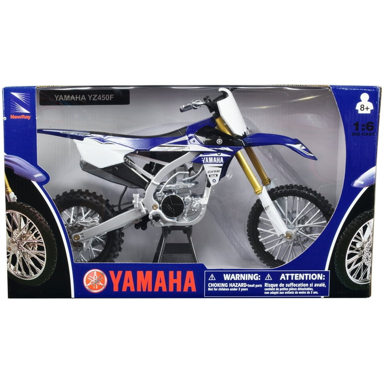 Blue and white 2024 yamaha dirt bike