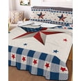 thumbnail image 3 of Quilts Twin Size, 4th of July Soft Comforter Bedding Set for Bed, Country American Star Blue Plaid Patriotic Lightweight Quilted Bedspread with Pillow Cover(2 Pieces) for All Season, 68x86 Inch, 3 of 6