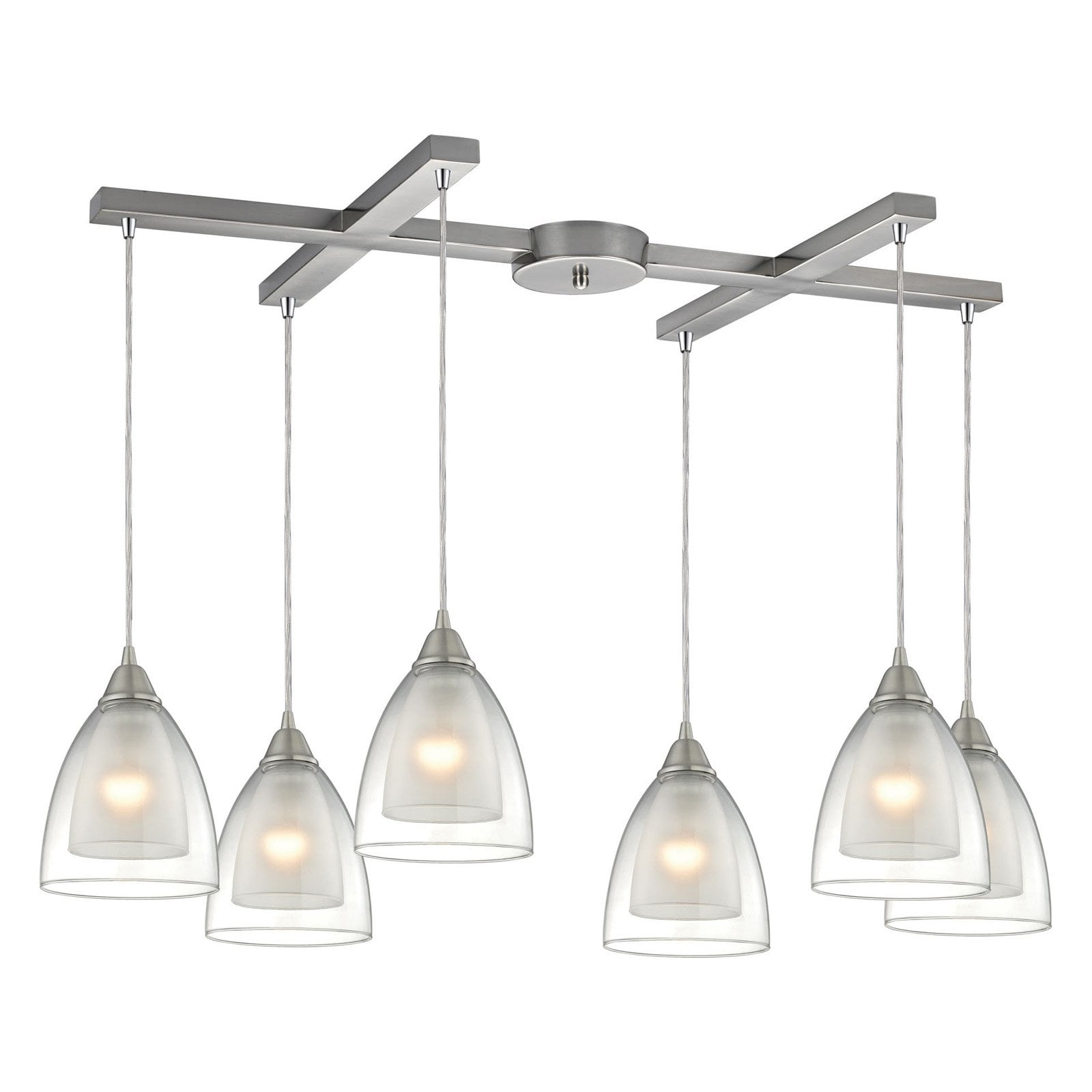 Elk Lighting Layers 6 Light Linear Pendant With Glass Shade