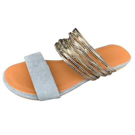 

TUOBARR Slippers for Sandals Women Women s Open Toe Slide Tow Strap Sandals Fshion Slip Bow Flat Sandals for Summer Blue